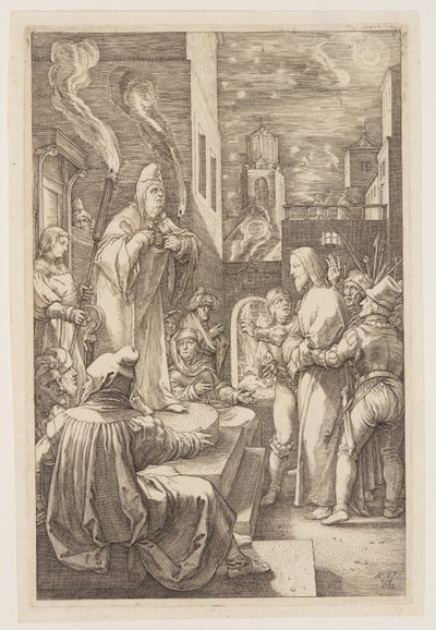 Cristo ante Caifás, de La Pasión de Hendrick Goltzius
