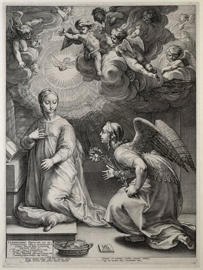 La Anunciación Primeros años de María (título de la serie) Obras maestras (título de la serie) de Hendrick Goltzius
