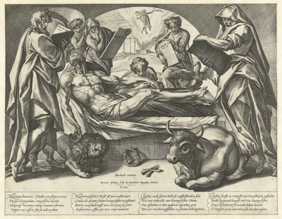 Cristo muerto y los cuatro evangelistas de Hendrick Goltzius