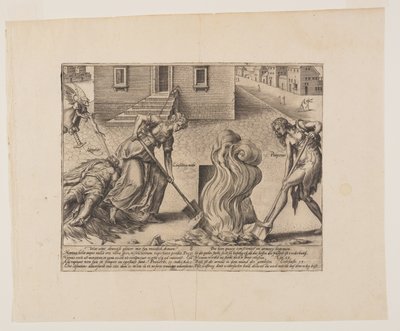 La muerte del litigante insensato, de Litis Abusus (Los abusos de la ley) de Hendrick Goltzius