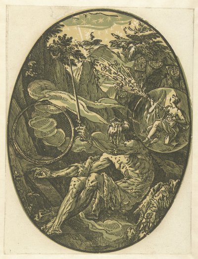 Demogorgon en la Cueva de la Eternidad Dioses y diosas (título de la serie) de Hendrick Goltzius