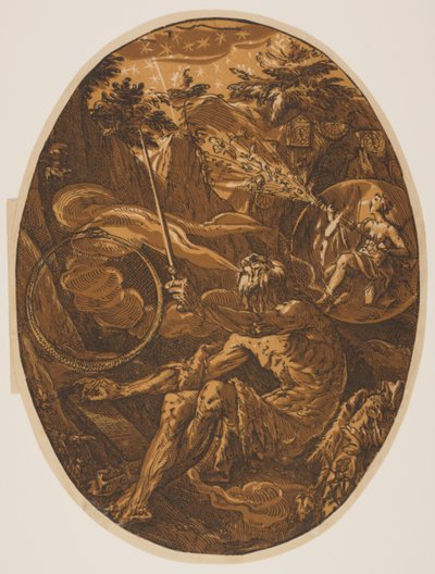Demogorgon en la Cueva de la Eternidad, de Las Deidades de Hendrick Goltzius