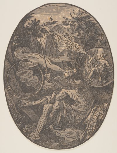 Demogorgon en la Cueva de la Eternidad, de Las Deidades de Hendrick Goltzius