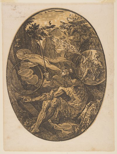 Demogorgon en la Cueva de la Eternidad, de Las Deidades de Hendrick Goltzius