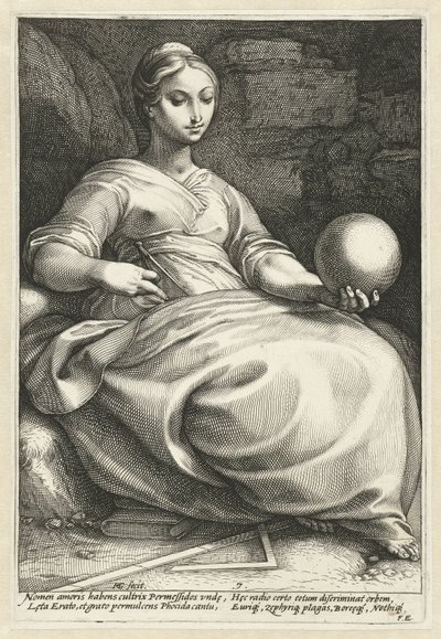 Erato Las Nueve Musas (título de la serie) de Hendrick Goltzius