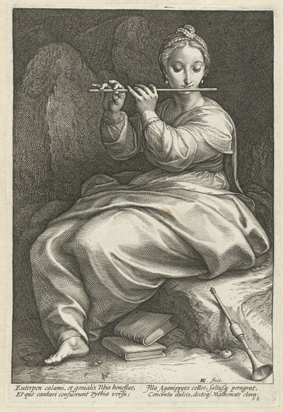 Euterpe Las Nueve Musas (título de la serie) de Hendrick Goltzius