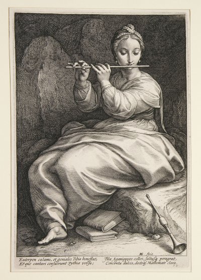 Euterpe, lámina 6 de la serie Las nueve musas de Hendrick Goltzius