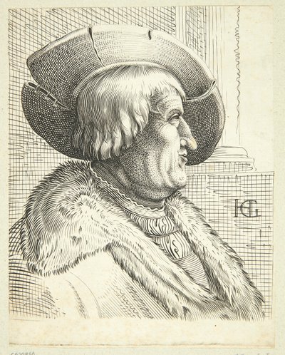 Retrato imaginario de un anciano con sombrero de perfil de Hendrick Goltzius
