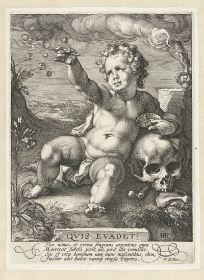 Homo bulla ¿Quién evadió? (título en el objeto) de Hendrick Goltzius