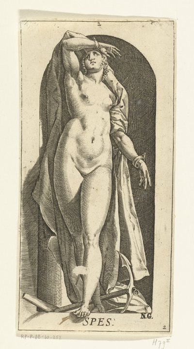 Montón Spes (título sobre el objeto) Las siete virtudes (título de la serie) de Hendrick Goltzius