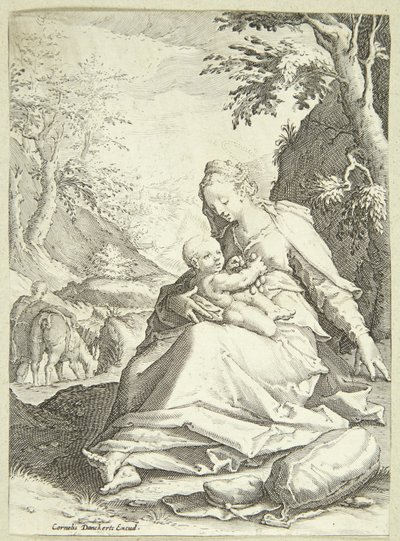 Descanso en la huida a Egipto de Hendrick Goltzius