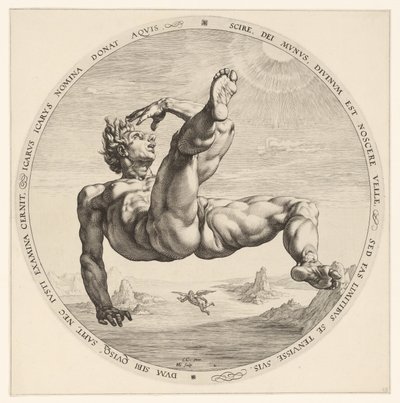 Icarus De vier vallers (series title) de Hendrick Goltzius