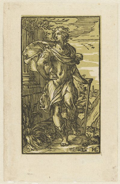 Joven con bastón de Hendrick Goltzius