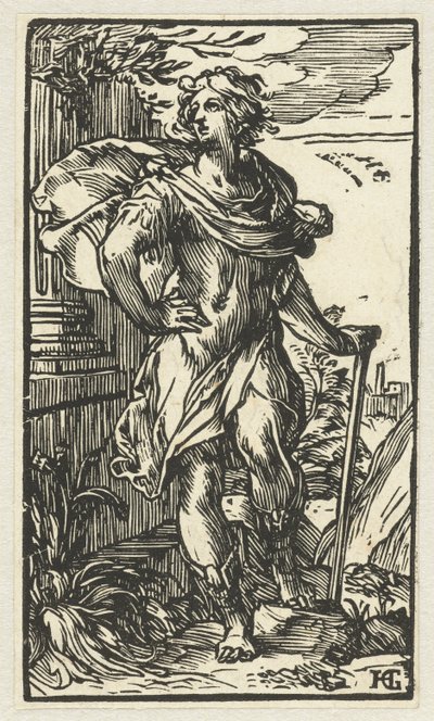 Joven con bastón de Hendrick Goltzius