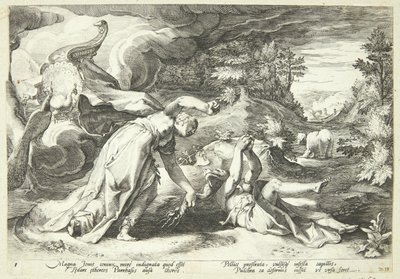 Juno transforma a Calisto en un oso de Hendrick Goltzius