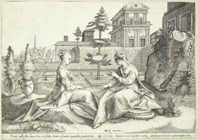 Juno disfrazada como Beroë advierte a Semele de Hendrick Goltzius