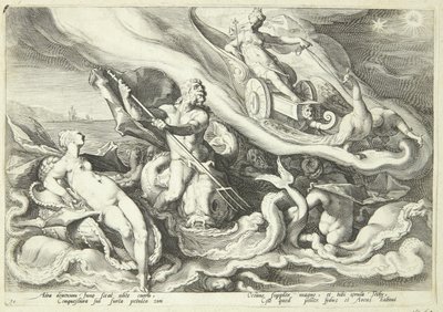 Juno se queja de Calisto a Océano y Tetis de Hendrick Goltzius