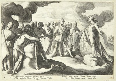 Júpiter y los dioses piden a Helios que retome el control del carro solar de Hendrick Goltzius