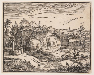 Paisaje con granja de Hendrick Goltzius