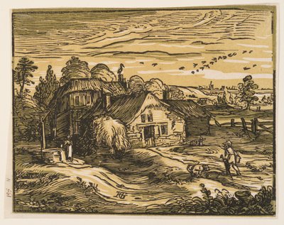 Paisaje con granja de Hendrick Goltzius