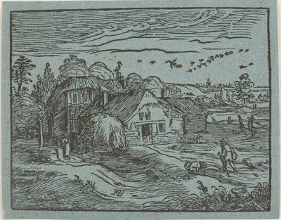 Paisaje con granja, de Cuatro pequeños paisajes de Hendrick Goltzius