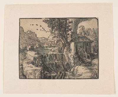 Paisaje con cascada de Hendrick Goltzius