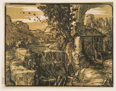 Paisaje con cascada de Hendrick Goltzius