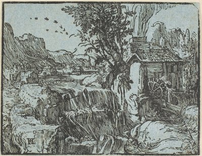 Paisaje con una Cascada, de Cuatro Pequeños Paisajes de Hendrick Goltzius