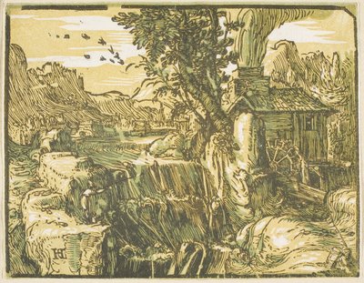 Paisaje con una Cascada, de Cuatro Pequeños Paisajes de Hendrick Goltzius