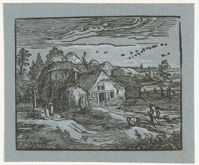paisaje con granja Cuatro pequeños paisajes (título de serie) de Hendrick Goltzius
