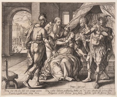 Lucrecia se suicida, de La historia de Lucrecia de Hendrick Goltzius
