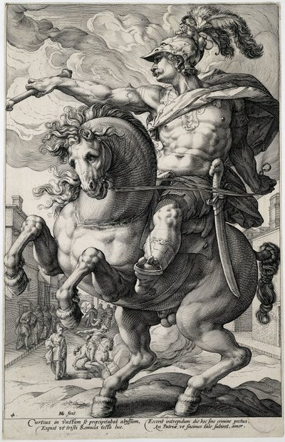 marcus curtius Los héroes romanos (título de la serie) de Hendrick Goltzius