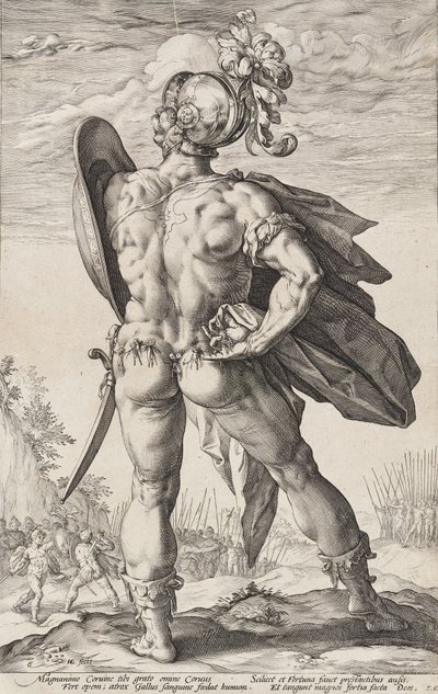 Marco Valerio Corvo (Héroes romanos, lámina 6) de Hendrick Goltzius