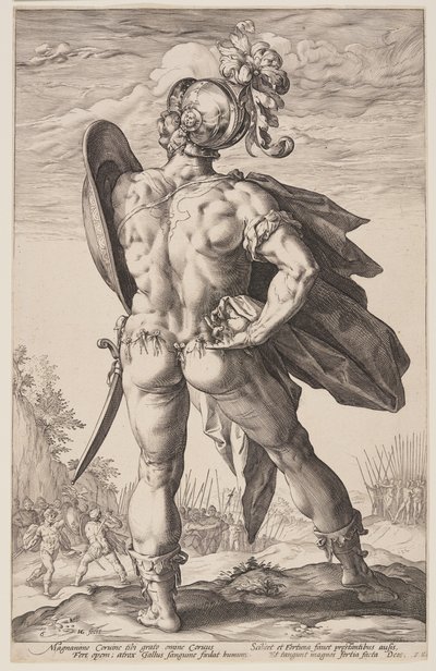 Marcus Valerius Corvus, de Los héroes romanos de Hendrick Goltzius