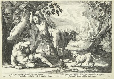 Mercurio mata a Argos de Hendrick Goltzius