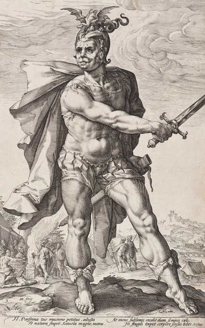 Mucio Escévola (Héroes romanos, lámina 3) de Hendrick Goltzius