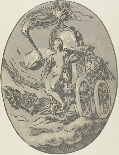 Nox, lámina siete de Demogorgon y las deidades de Hendrick Goltzius