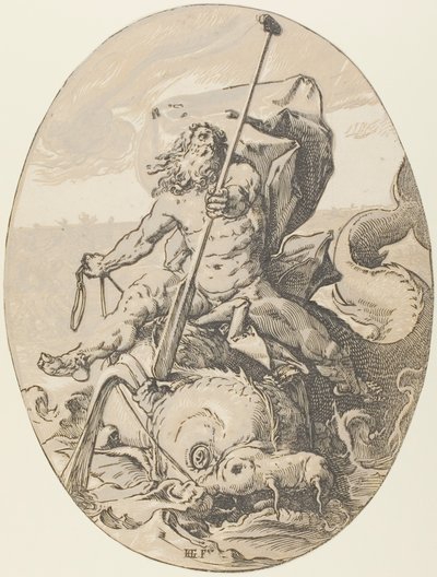 Oceanus, placa dos de Demogorgon y las deidades de Hendrick Goltzius
