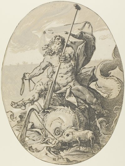 Oceanus, placa dos de Demogorgon y las deidades de Hendrick Goltzius
