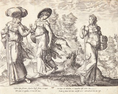Orpá abandona a Rut y Noemí de Hendrick Goltzius