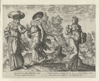 Orfa deja a Noemí y Rut La historia de Ruth (título de la serie) de Hendrick Goltzius