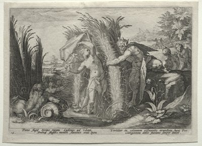 Pan Pursuing Syrinx de Hendrick Goltzius