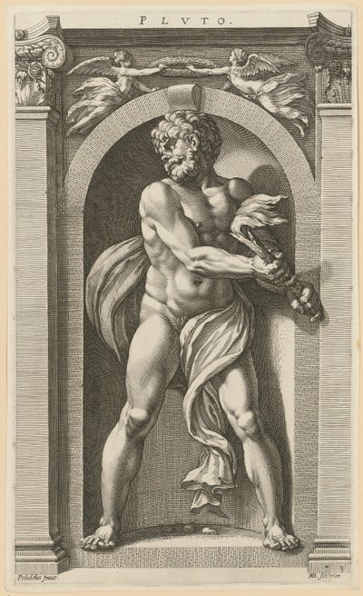 Plutón, lámina 3 de la serie «Ocho deidades antiguas» de Hendrick Goltzius