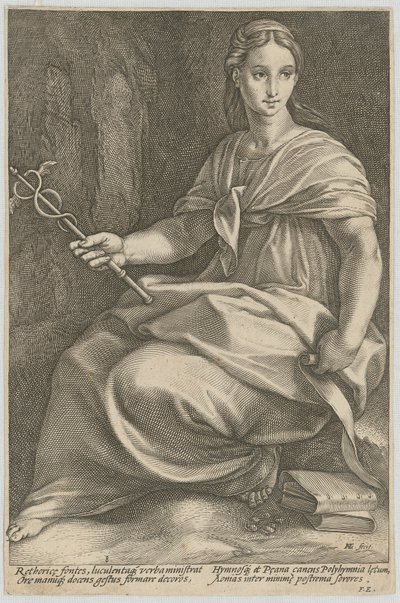 Polimnia, lámina 8 de la serie «Nueve musas» de Hendrick Goltzius