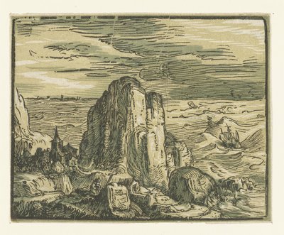 Roca en la orilla
Cuatro pequeños paisajes (título de la serie) de Hendrick Goltzius