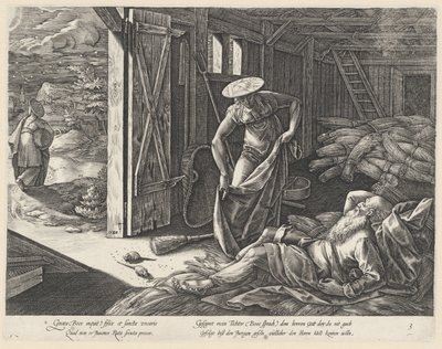 Rut y Booz en el granero La historia de Ruth (título de la serie) de Hendrick Goltzius