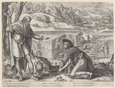 Rut espiga en el campo de Booz. La historia de Ruth (título de la serie) de Hendrick Goltzius