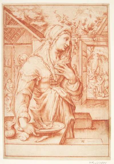 Sarah en la cocina de Hendrick Goltzius