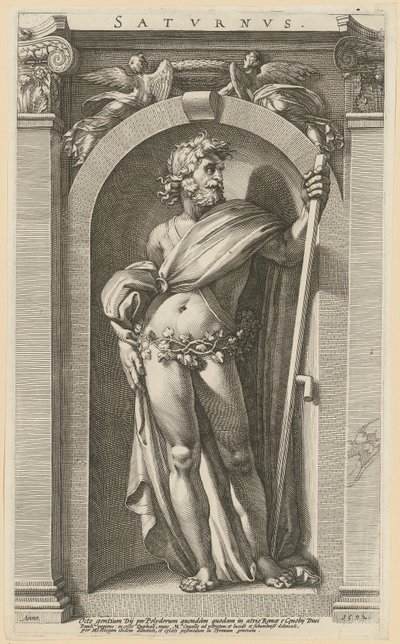 Saturno, lámina 1 de la serie «Ocho divinidades antiguas» de Hendrick Goltzius