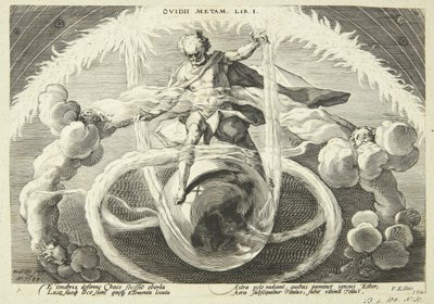 La creación de los cuatro elementos de Hendrick Goltzius